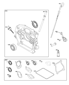 Crankcase Cover/Sump And Lubrication Group Diagram and Parts List for 12V337-0032-F1 100000 - 19Z999 Briggs and Stratton Engine
